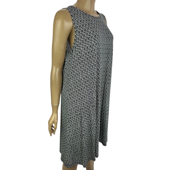 Loft Pullover Dress Shift/Tent Size PL White Black Blue Sleeveless Rayon/Spandex - Picture 4 of 6